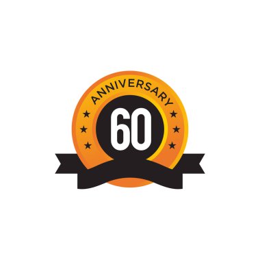 60. yıl dönümü amblem logo tasarım vektör şablonu