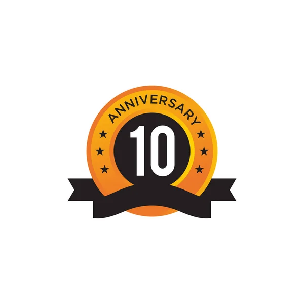 10th year anniversary emblem logo design vector template — Stock Vector