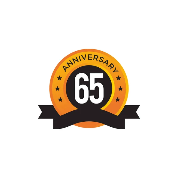 65th ano aniversário emblema logotipo design vetor modelo —  Vetores de Stock