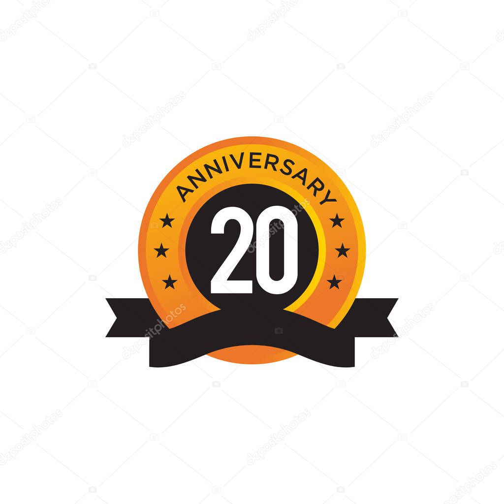 20th year anniversary emblem logo design vector template