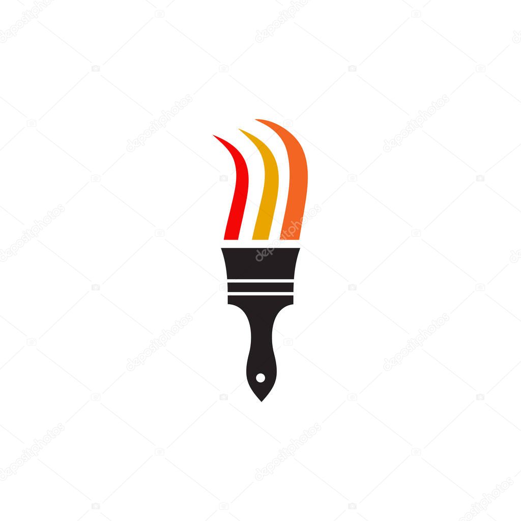Paint brush icon logo design vector template
