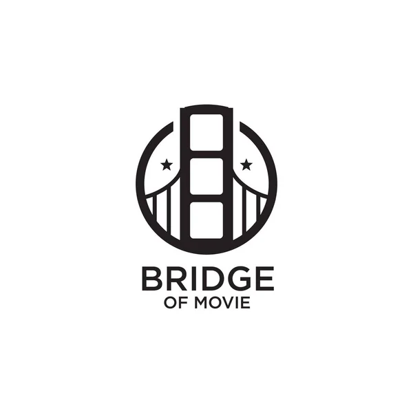 Дизайн логотипа кинокомпании с использованием иконки моста — стоковый вектор