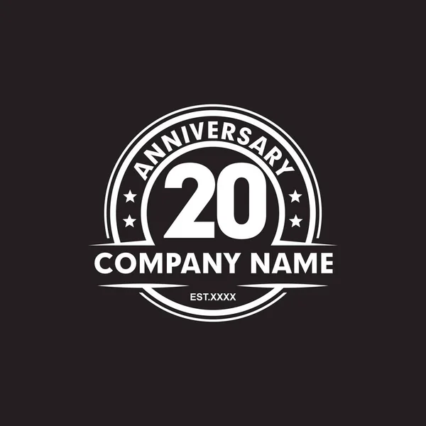 20. yıl dönümü amblem logo tasarım şablonu
