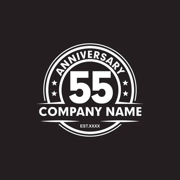 55th ano aniversário emblema logotipo design vetor modelo —  Vetores de Stock