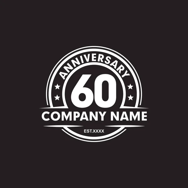 60th ano aniversário emblema logotipo design vetor modelo —  Vetores de Stock