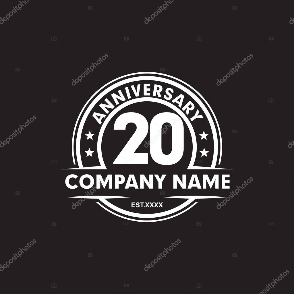 20th year anniversary emblem logo icon design vector template