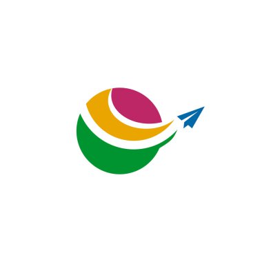 Seyahat şirketinin logo tasarım vektörü uçak simgesi ile tempolu