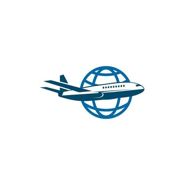 Reise-Unternehmen Logo Design Vektor-Vorlage mit Flugzeug-Symbol — Stockvektor