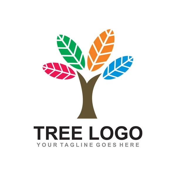 Ağaç simgesi logo tasarım vektör şablonu — Stok Vektör