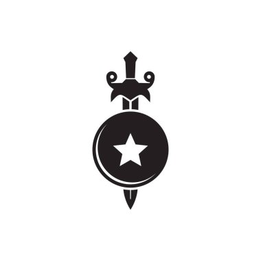 Kılıç ve kalkan simgesi logo tasarım şablonu