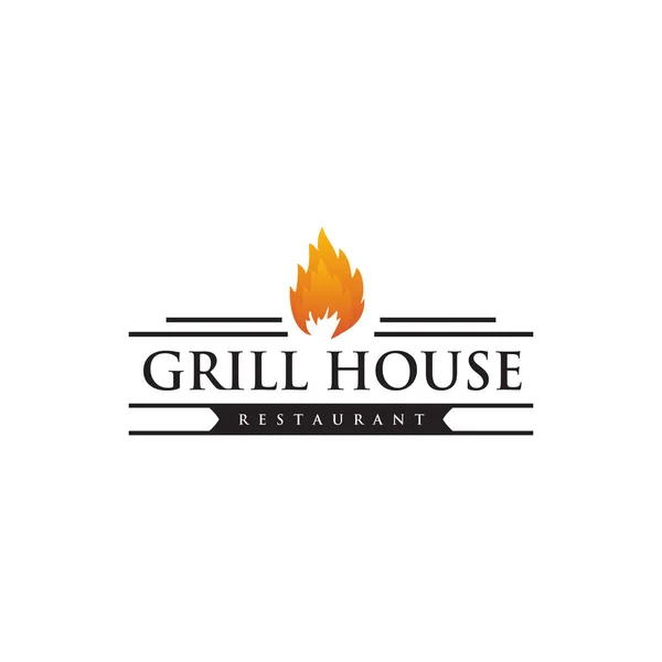 Grill house restaurant logo design vector template — Stock Vector