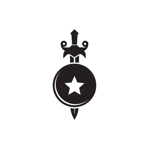 Zwaard en schild pictogram logo ontwerp vector template — Stockvector