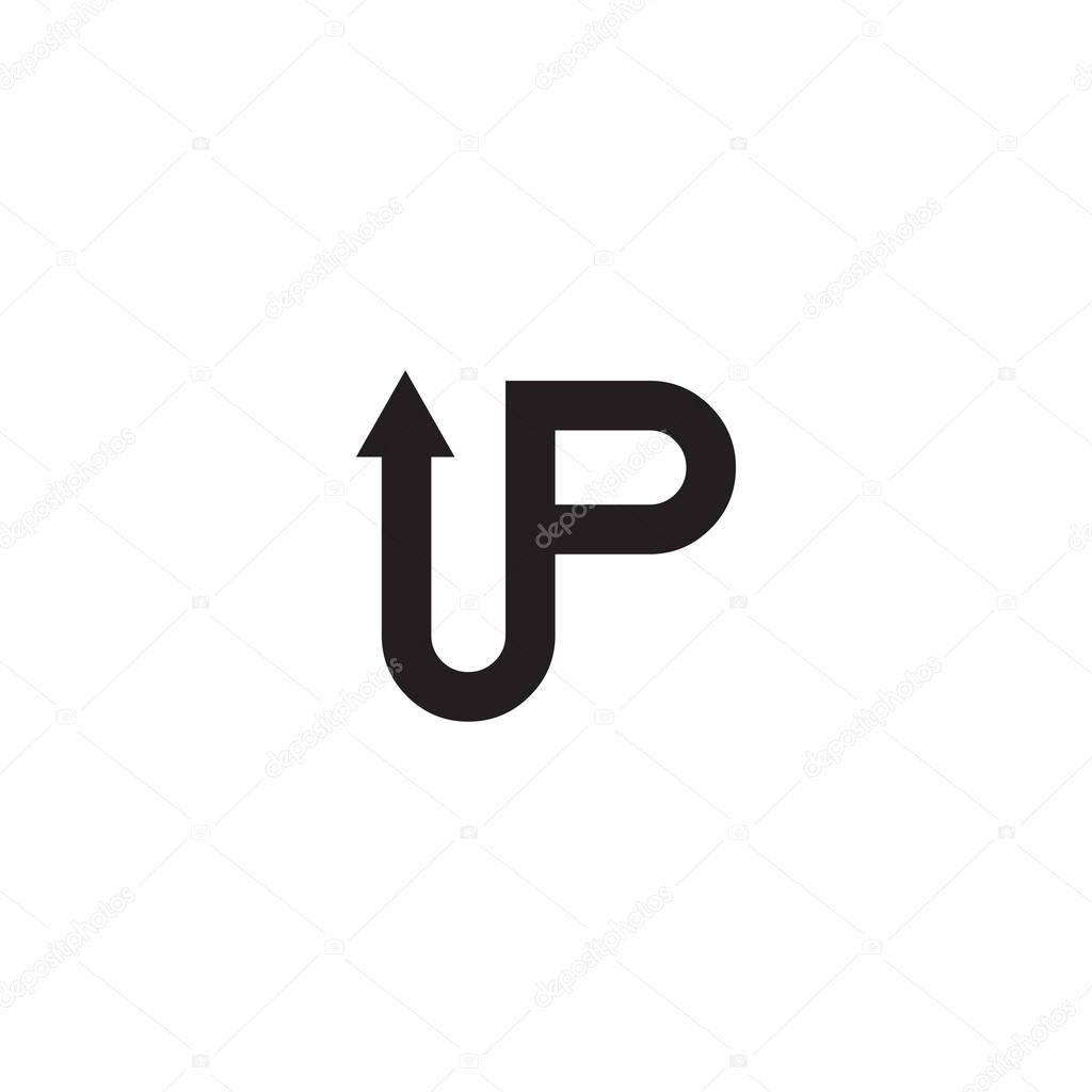 UP typeface lettering icon logo design vector template illustration