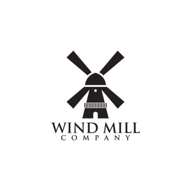Yel değirmeni bina simgesi logo tasarım şablonu