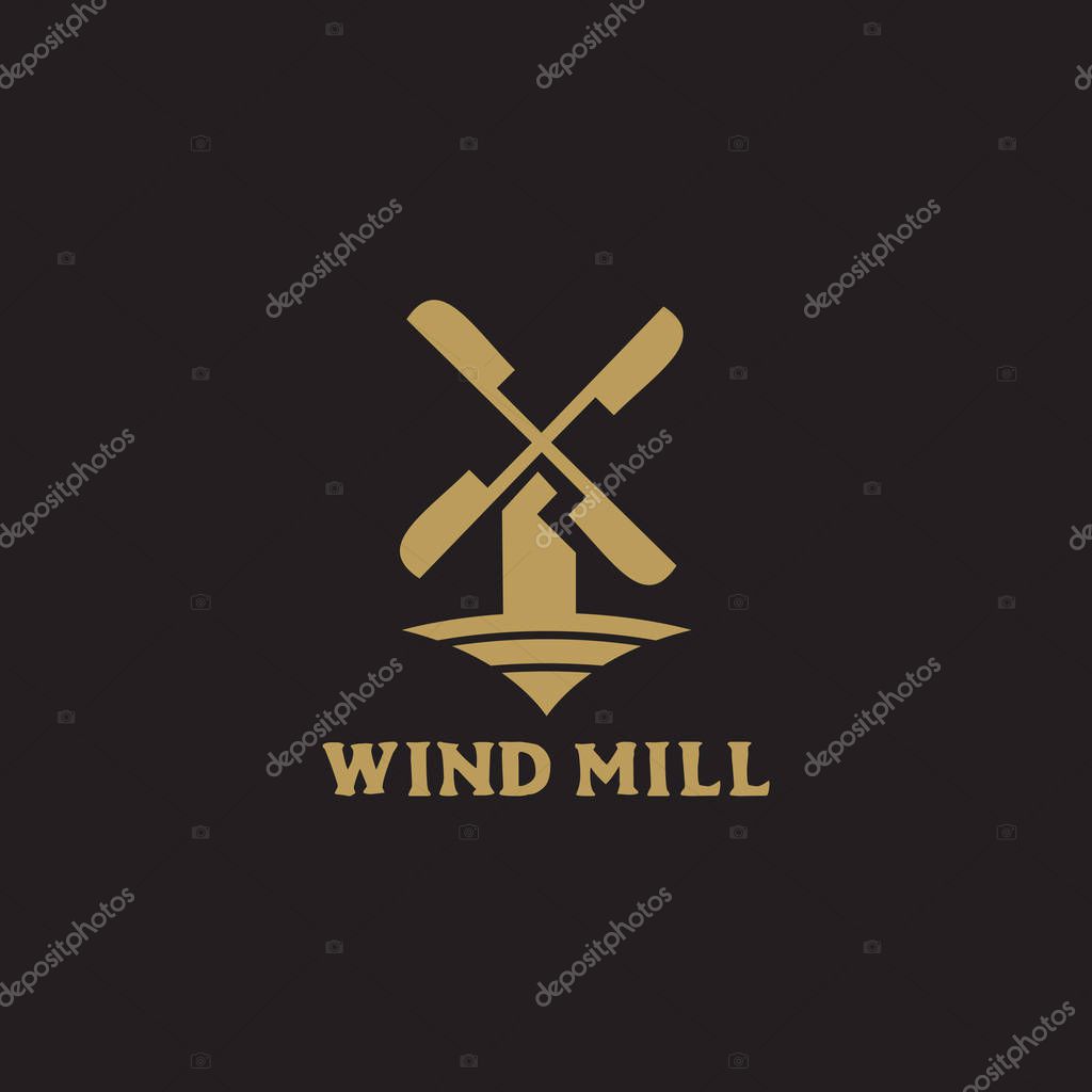 Windmill building icon logo design vector illustration template