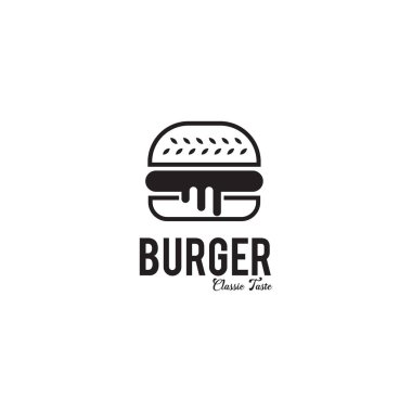 Burger logo tasarımı ikon vektör çizim şablonu