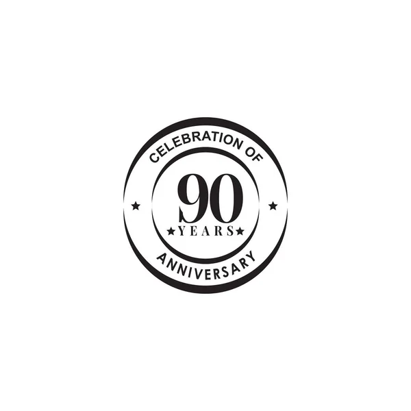 90th ano celebrando aniversário emblema logotipo design — Vetor de Stock