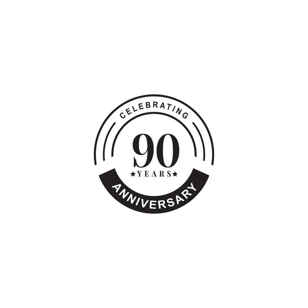 90th ano celebrando aniversário emblema logotipo design — Vetor de Stock