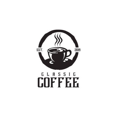 Kahve dükkanı simgesi logosu tasarım vektör çizim şablonu
