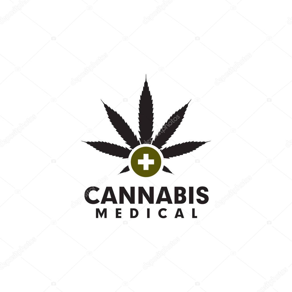 Cannabis leaf icon logo design inspiration vector template