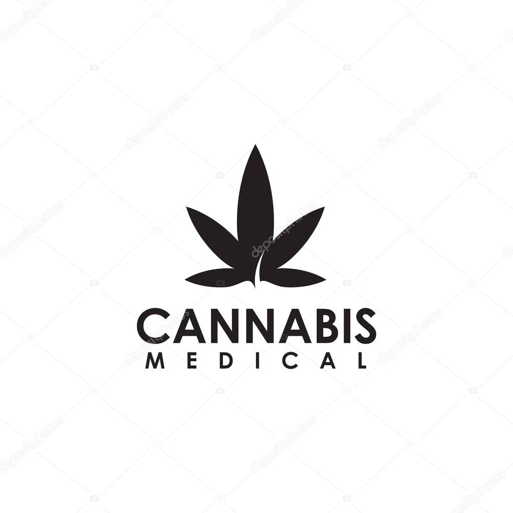 Cannabis leaf icon logo design inspiration vector template