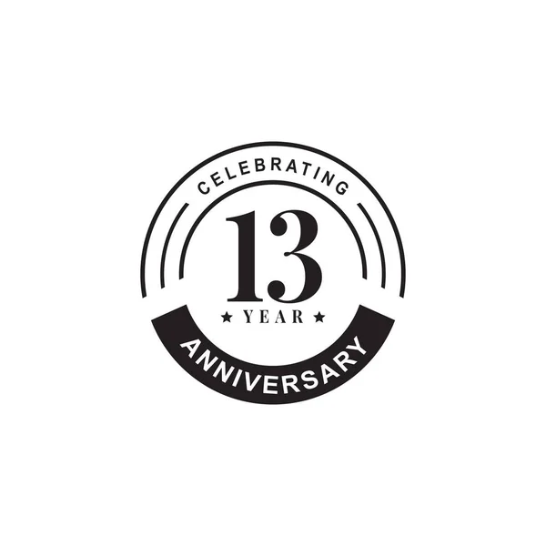 13th year celebrating anniversary emblem logo design — Stock Vector