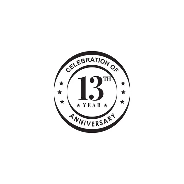 13th year celebrating anniversary emblem logo design — Stock Vector