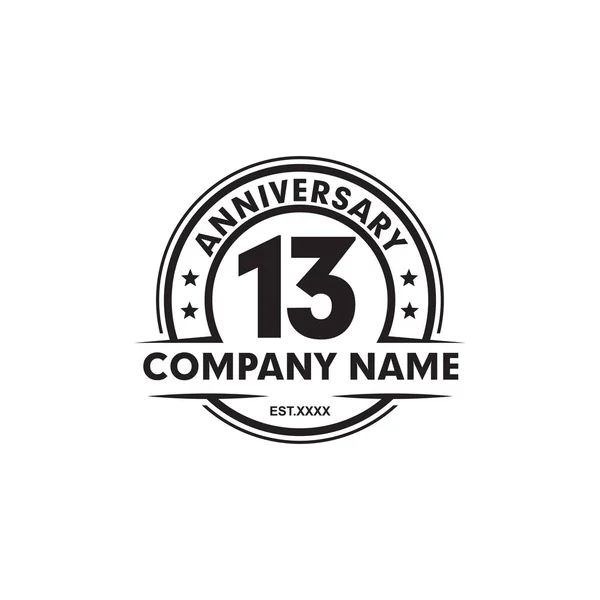 13th year celebrating anniversary emblem logo design — 스톡 벡터