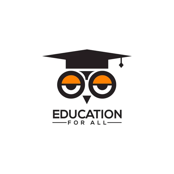 Desain logo pendidikan dengan menggunakan vektor ikon burung hantu - Stok Vektor
