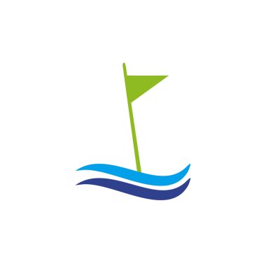 Bayrak şablonu kullanan golf sporu logosu tasarımı