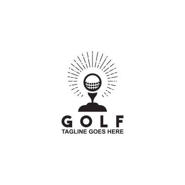 Golf sporu aktivite vektörü çizim şablonu için amblem logosu