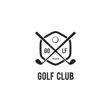 Golf sporu aktivite vektörü çizim şablonu için amblem logosu