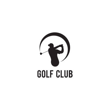 Golf sporu aktivite vektörü çizim şablonu için amblem logosu