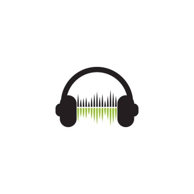 Müzik kulaklığı simgesi logo tasarım şablonu