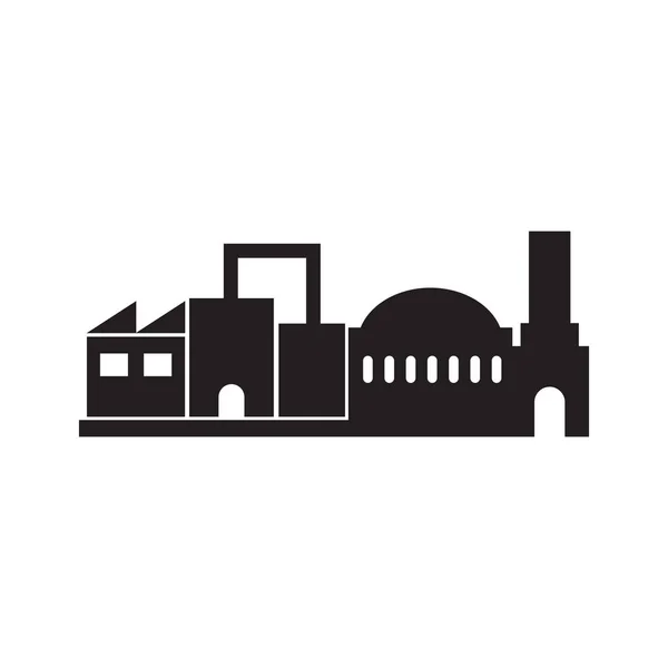 Modello vettoriale di progettazione logo icona edificio di fabbrica — Vettoriale Stock