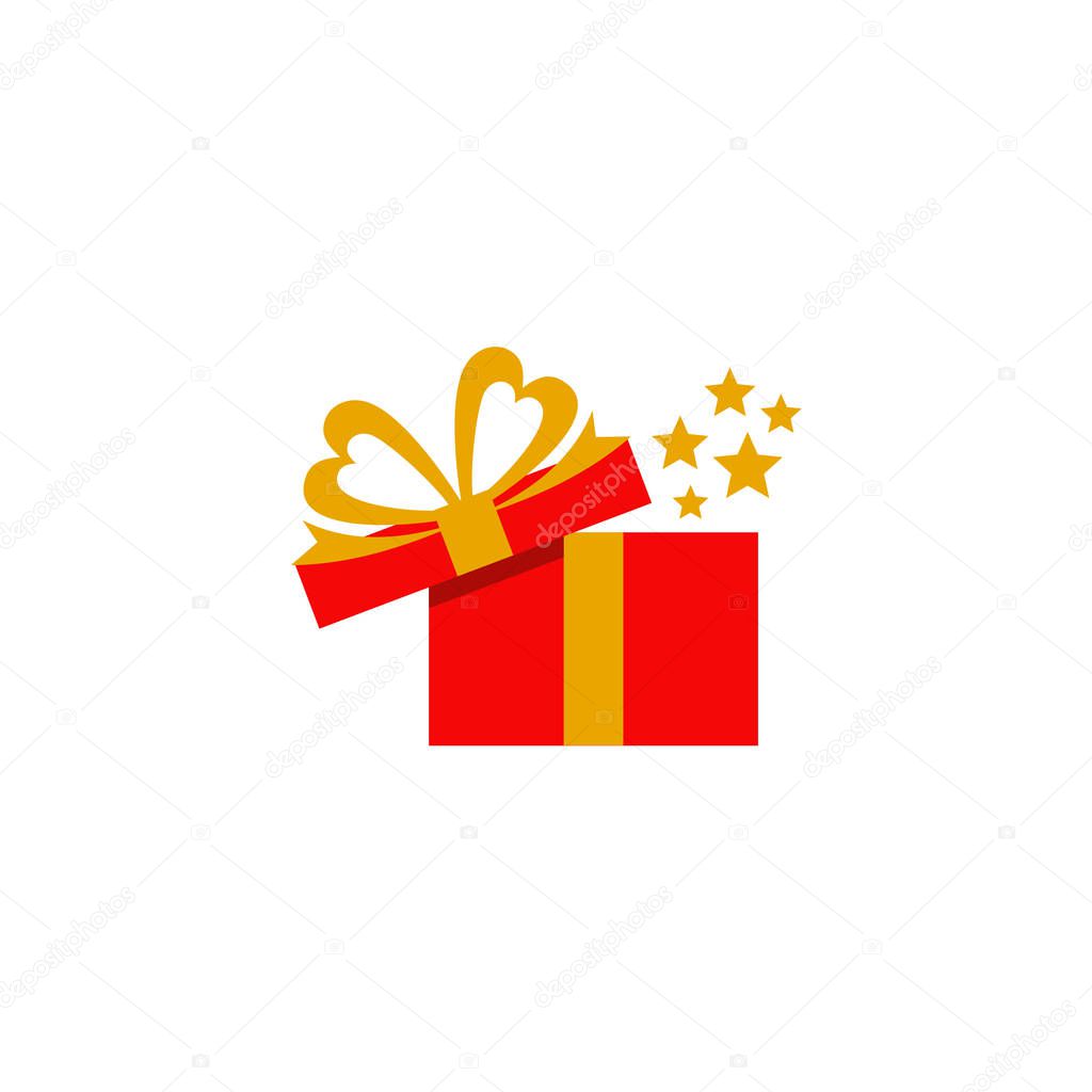 Gift box present icon logo design vector illustration template