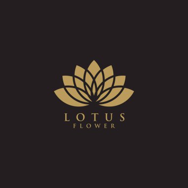 Lotus çiçeği logosu tasarım vektör çizim şablonu