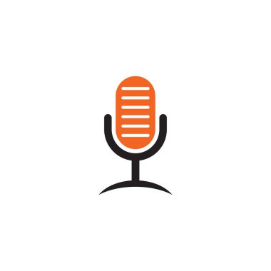 Mikrofon mikrofon simgesi logo tasarımı vektör illüstrasyon şablonu