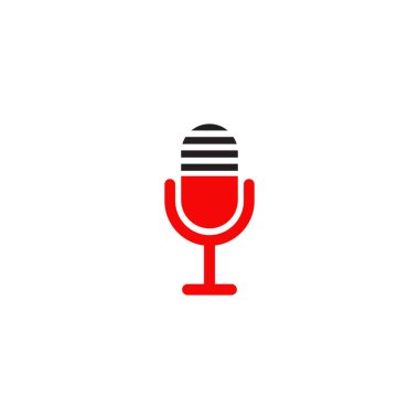 Mikrofon mikrofon simgesi logo tasarımı vektör illüstrasyon şablonu