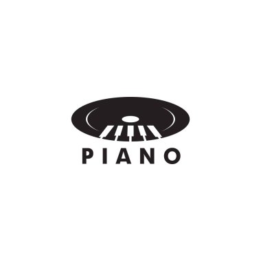 Müzik aleti için piyano logosu tasarım vektör şablonu