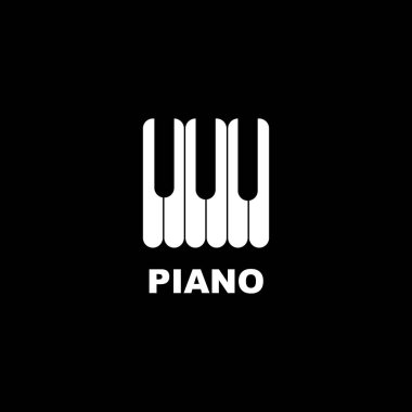 Müzik aleti için piyano logosu tasarım vektör şablonu