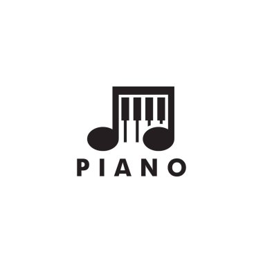 Müzik aleti için piyano logosu tasarım vektör şablonu