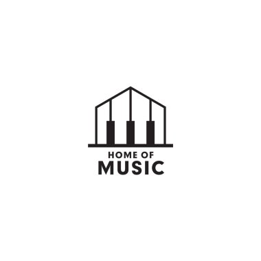 Müzik aleti için piyano logosu tasarım vektör şablonu