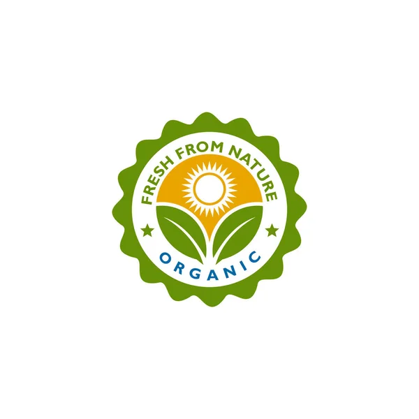 Diseño de plantilla de logotipo de emblema de producto orgánico — Archivo Imágenes Vectoriales