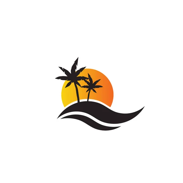 Árbol de coco icono logotipo diseño vector plantilla — Archivo Imágenes Vectoriales