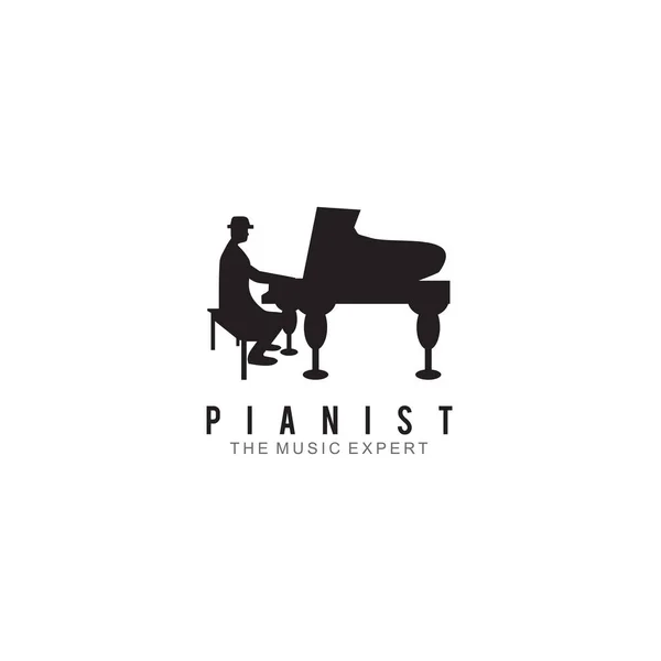 Piano logo design vector template for music instrument — 스톡 벡터