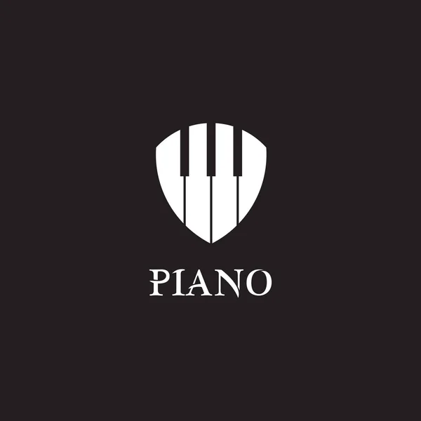 Piano logo design vector template for music instrument — 스톡 벡터