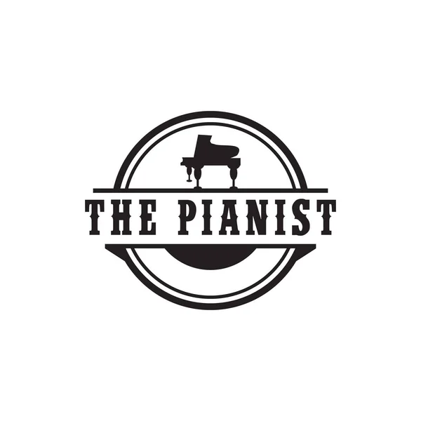 Piano logo design vector template for music instrument — Stock Vector