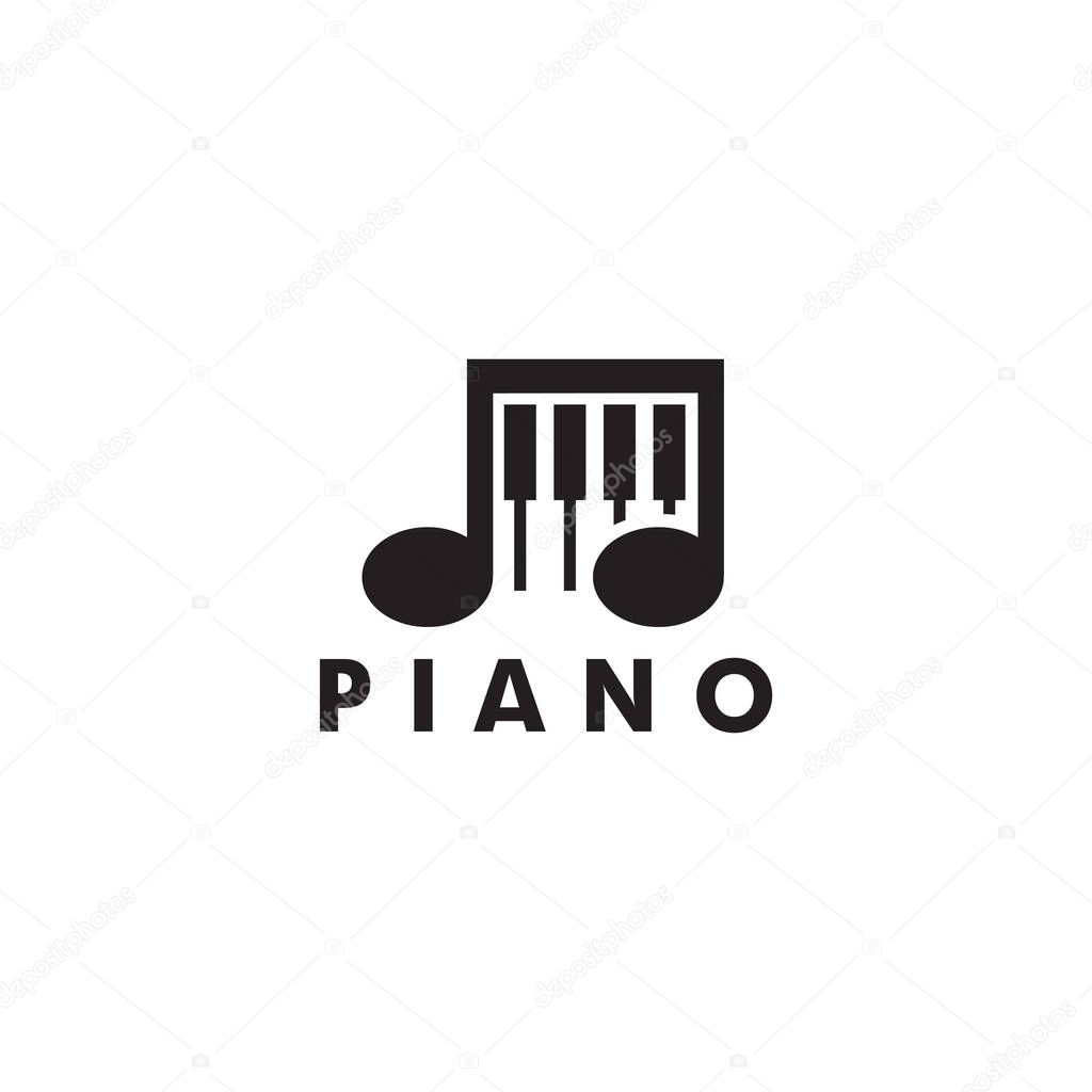 Piano logo design vector illustration template for music instrument