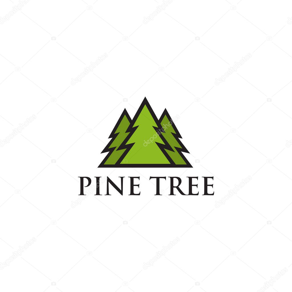 Pine tree icon logo design inspiraiton vector template